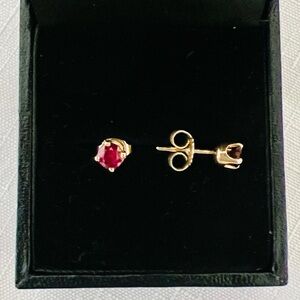 Gold (14K) Ruby Stone Stud Earrings
